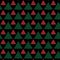 Red and green snowflake christmas trees on black background