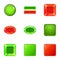 Red and green switch icons set, cartoon style