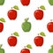 Red and green vector apples seamless pattern