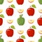 Red and green vector apples seamless pattern