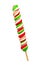 Red, green and white long spiral Christmas lollipop