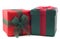 Red and Green Wrapped Gift Boxes