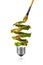 Red green yellow blue spiral paint trace and paintbrush made light bulb