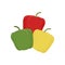 Red green and yellow peppers graphic illustration