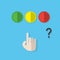 Red Green Yellow push button with hand make decision