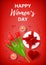 Red greeting poster for Women`s Day