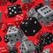 Red grey black dice seamless pattern
