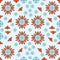 Red And Grey Flowers And Scrolls Seamless Repeat Pattern