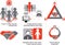 Red-grey logistics icons.