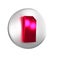 Red Grip tape on a skateboard icon isolated on transparent background. Silver circle button.