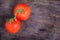 Red group tomato on wooden