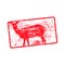 Red grunge dirty rubber stamp with a deer silhouette