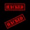 Red grunge hacked stamp on black background
