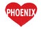 Red grunge Heart stamp. I love PHOENIX Vector outline Illustration