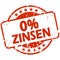 red grunge stamp with Banner 0% interest (in german