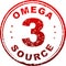Red grunge style rubber stamp Omega 3 source.