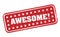 Red grungy AWESOME rubber stamp or sign