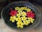 Red Gumamela and Yellow Calachuchi Flowers