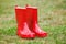 Red gumboots