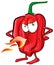 Red habanero mascot character with flames