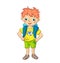 Red hair boy with happy smile and football t-shirt. Cute boy smiling  illustration on white background