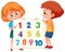 Red hair children holding number