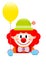 Red Hair Clown Holding Yellow Balloon And Horizontal Banner