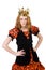 Red hair princess in orange dress isolated on