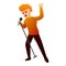 Red hair singer icon, cartoon style
