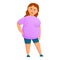 Red hair woman overweight icon, cartoon style