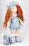 Red-haired doll handmade dressed in jeans