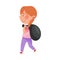 Red Haired Girl Character Carrying Sorted Garbage for Recycling Vector Illustration