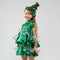 Red-haired girl in costume Christmas trees