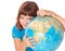 The red-haired girl with globe