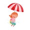 Red Haired Girl Having Fairground Ride and Laughing Vector Illustration