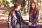Red-haired girlfriends in the forest