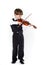 Red-haired preschooler boy with violin