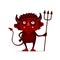 Red Halloween Devil with Trident in Cartoon Style