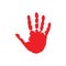 Red hand print hand with five fingers