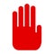 Red hand, stop sign icon - vector