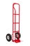 A red hand truck on white