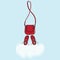 Red handbag and shoes with cloud copyspace