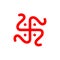 Red handmade swastika icon. Hindu holy sign swastika