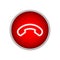 Red handset button for call completion. Element for social networks and messengers. Vector surround drawing. Call off.