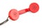 Red handset, telephone receiver. 3D rendering