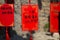 Red Hanging Ornaments in Chinese wishing tree