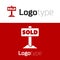 Red Hanging sign with text Sold icon isolated on white background. Sold sticker. Sold signboard. Logo design template