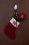 Red Hanging Sock, Christmas ornament for decoration