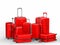 Red hard case luggages on white background