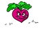 Red harmful radish negative emotions evil irony smile vegetable animal character cartoon